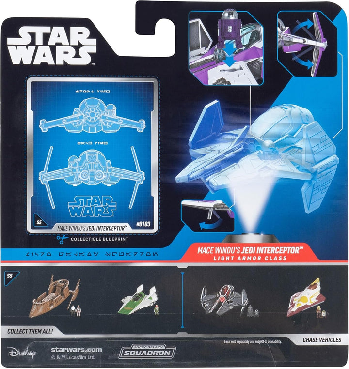 Star Wars Micro Galaxy Squadron Mace Windu’S Jedi Interceptor Mystery Bundle - 3-Inch Light Armor Class and Scout Class Vehicles with Accessories (Amazon Exclusive)