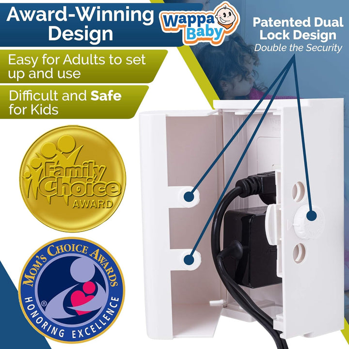 Baby Safety Outlet Cover Box (2 Pack) Double Lock for Much Better Toddler Proofing, Easier Operation, Simple 3 Step Install with Included Screws. Provides Extra Space inside for Plugs (2 Pack, White)