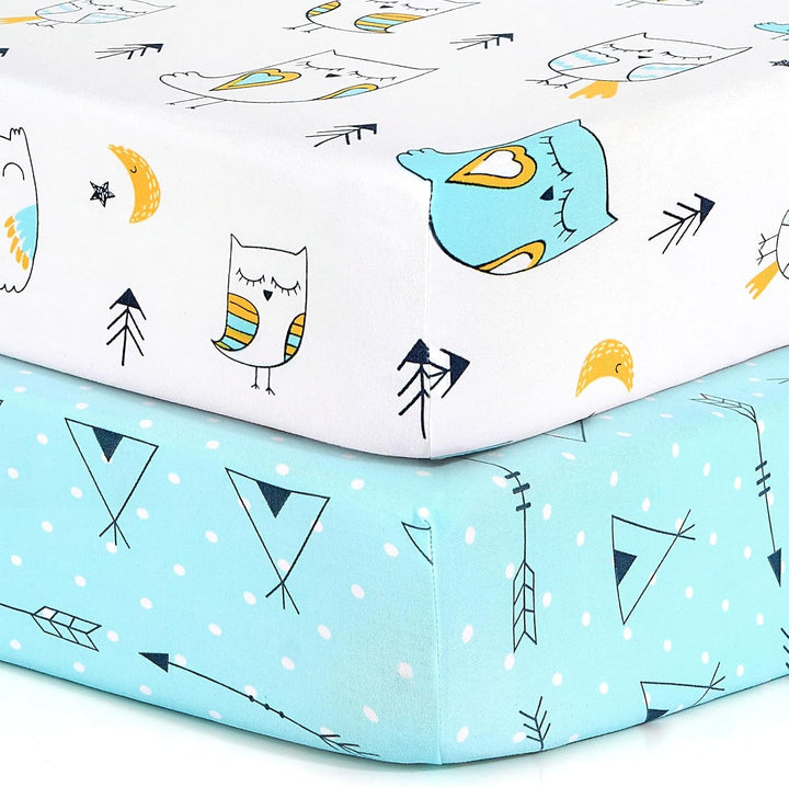 Pack N Play Sheets,  2 Pack Mini Crib Sheets,Stretchy Portable Fitted Playard Sheet Set, Convertible Playard Mattress Cover,Ultra Soft Breathable Material,Elephant Whale