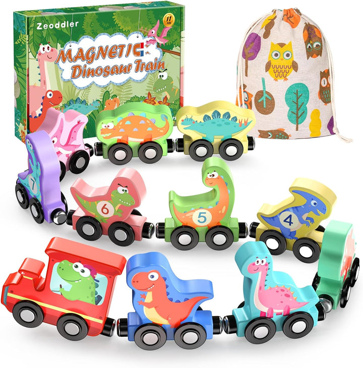 Toys for Toddlers, 11 Magnetic Wooden Animals Train Set, Montessori Toys for Toddlers, Preschool Learning Activities for Kids, Birthday Gifts for Boys, Girls