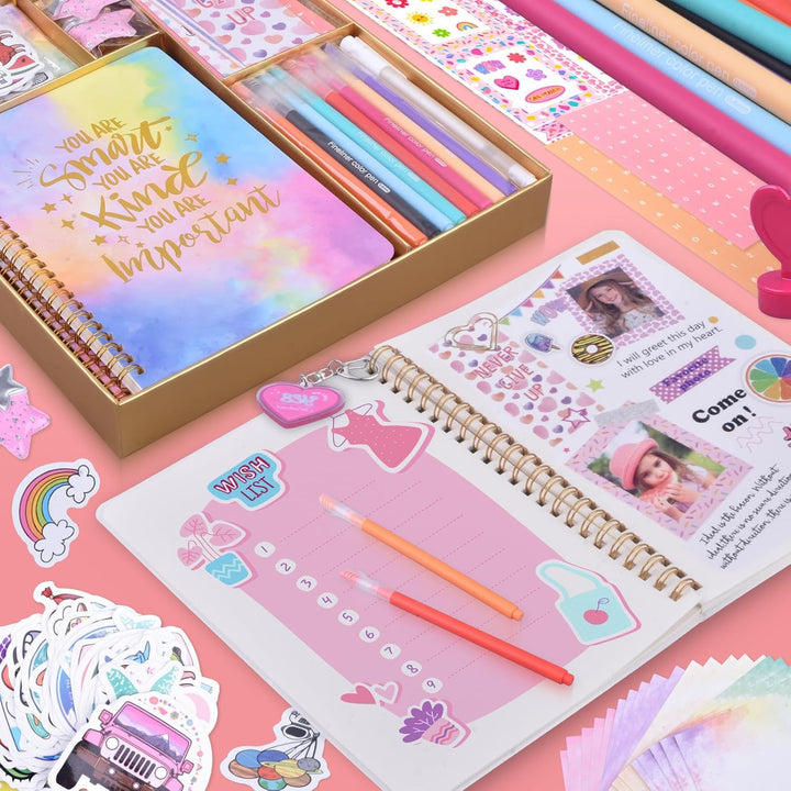 DIY Journal Kit for Girls - Great Gift for Teen Girls Ages 8-12, Cute Journaling Art Crafts Kit, Scrapbook & Diary Supplies Set, Birthday Easter Ideas Gifts for 8 9 10 11 12 13 14 Year Old Girl