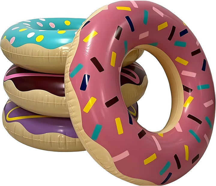 4 Pack Donut Pool Floats for Kids & Adults 30" Swim Rings Tubes Floaties for Swimming Pool, Donut Inflatable for Party Decorations Beach Toy, Floating Blow up Floaties Water Floaty Lake