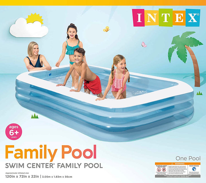 58484EP Swim Center Inflatable Family Pool: 277 Gallon Capacity – 120" X 72" X 22" – Blue