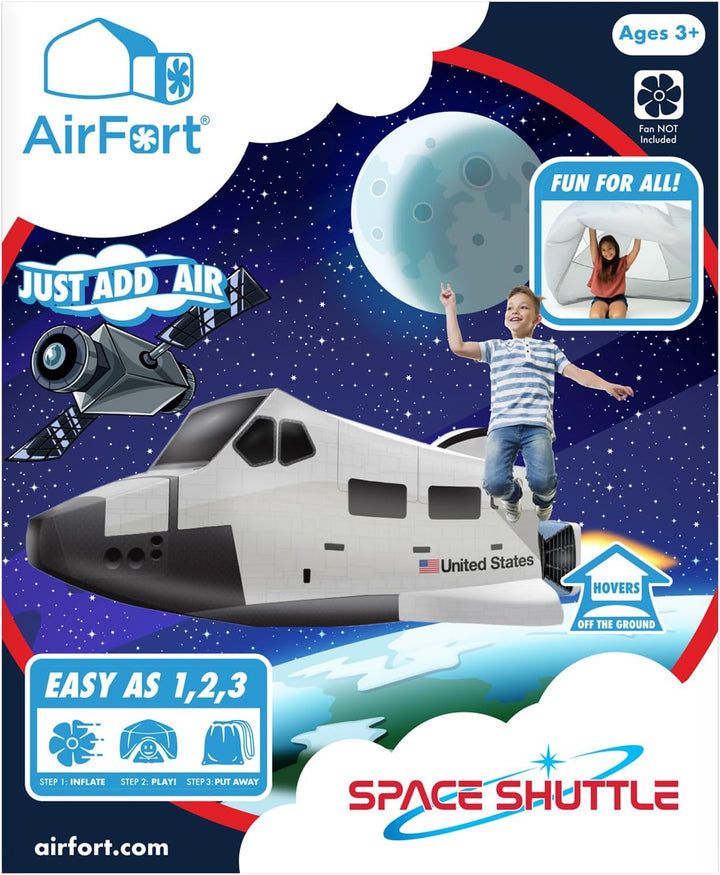 The Original Patented Airfort - Build a Fort in 30 Seconds, Inflatable Fort for Kids, Play Tent for 3-14 Years, a Playhouse Where Imagination Runs Wild, Fan Not Included (Space Shuttle)