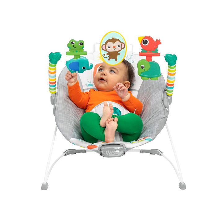 Playful Paradise Comfy Baby Bouncer Seat with Soothing Vibration and Toys, Unisex, 0-6 Months