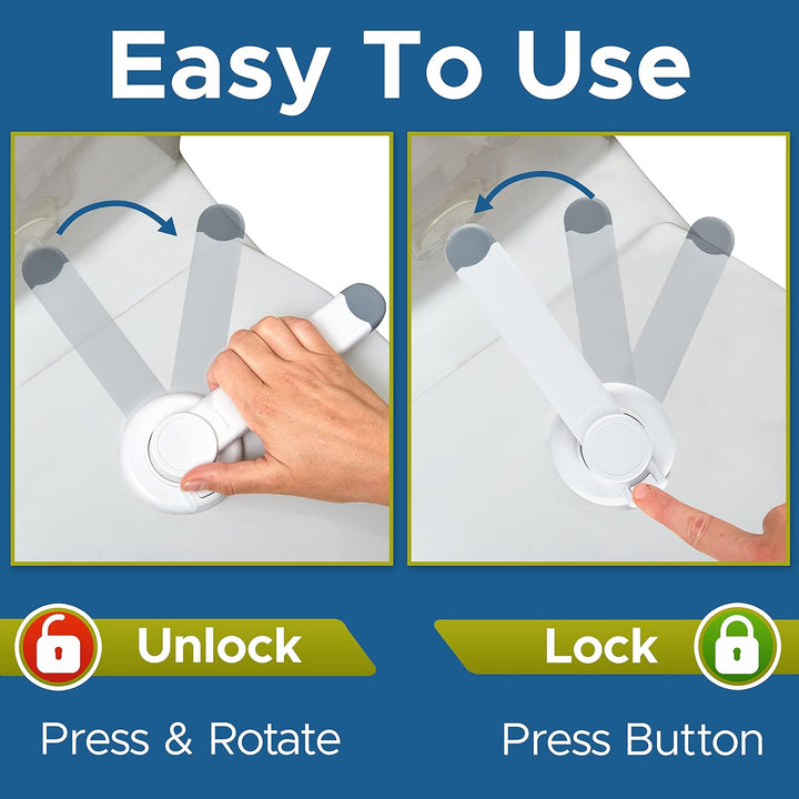 Baby Toilet Lock by  - 9"L X 4"W - Ideal Baby Proof Toilet Lid Lock - No Tools Needed Easy Installation with 3M Adhesive - Top Safety Toilet Seat Lock - Fits Most Toilets - White (1 Pack)