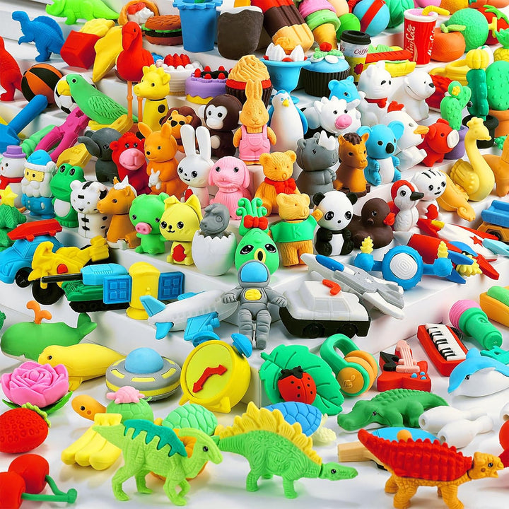 34Pcs Animal Erasers Bulk Cute Desk Pets Kids Puzzle Erasers Take Apart Cool 3D Eraser Mini Pencil Eraser Fun Party Favors for School Supplies Classroom Rewards Easter Egg Fillers Gifts