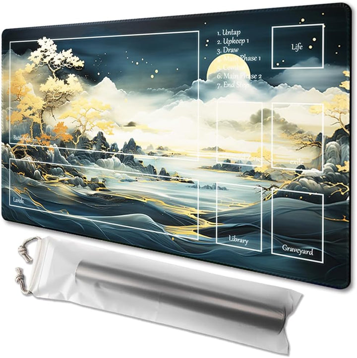 MTG Playmat Size 24X14In Free Storage Bags Non-Slip Backing, Ideal for Card Game Enthusiasts TCG Playmat (Shadow Dragon-No Deck)
