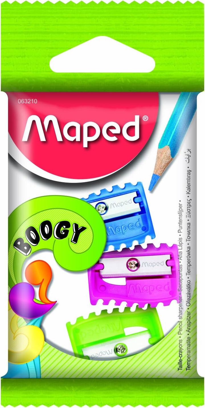 Boogy Pencil Sharpeners (Pack of 3 in Assorted Colours)