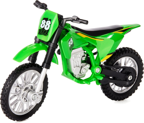 Small Dirt Bike Toy Green, 1:8 Scale Collector Die-Cast Motorcycle Ornaments with Foot Support, Mini Christmas Unisex Gift