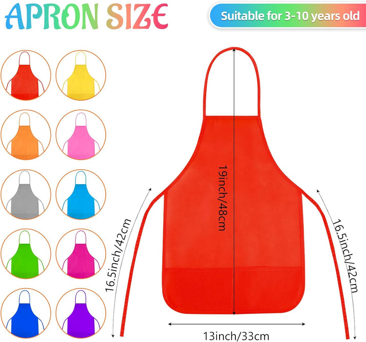10/20/30 Pcs Kids Painting Apron Kid Art Aprons Toddler Paint Apron Smock with 2 Pockets for Cooking Painting Craft