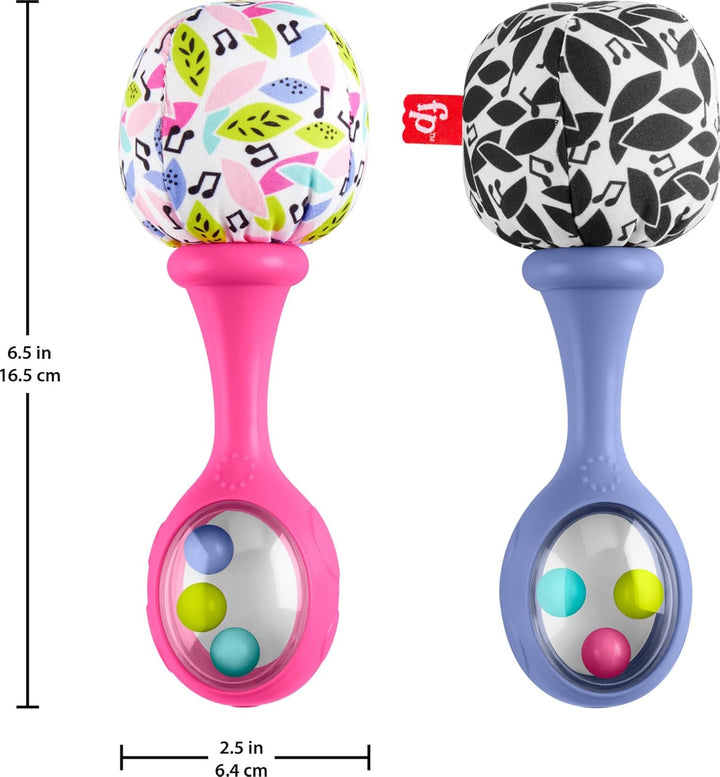 Newborn Toys Rattle ‘N Rock Maracas, 2 Soft Musical Instruments for Developmental Play Babies Ages 3+ Months, Pink & Purple