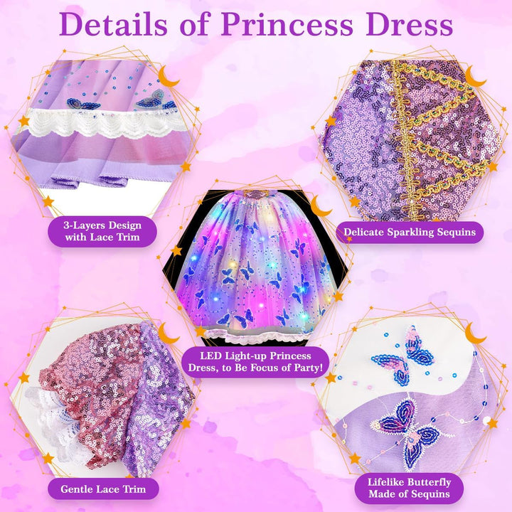 Princess Dresses for Girls - Light up Princess Costume for Little Girl, Halloween Costumes & Gift for Toddler Age 3-10