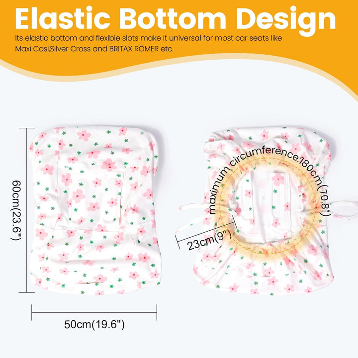 Infant Car Seat Cover Liner, Universal Fit Carseat Protective Cover, Made of 100% Cotton - Breathable Prevent Wear & Dirt Suitable Travel Systems (0-12M), Easy to Clean, Machine Washable, Pink