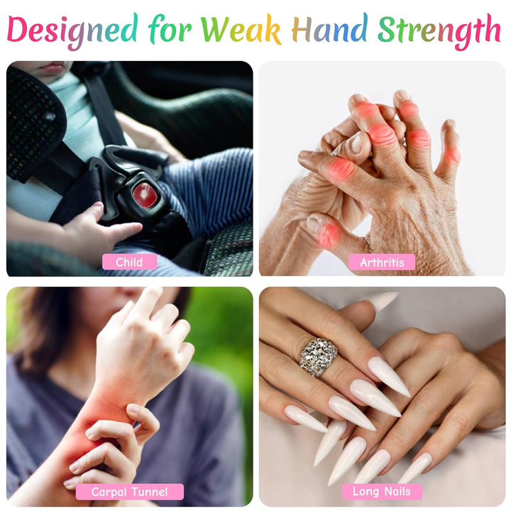 Buckle Release Tool, Easy Unbuckle Tool Button Pusher for Older Kids, Seniors, Long Nails, Quickly Unbuckle Your Kids in School Drop-Offs and Travel, Fits 5 Point Harness & All Button Buckles