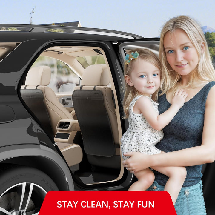 Kick Mats Back Seat Protector for Kids, Leather Car Back Seat Cover for Child, Offers Waterproof Protection of Car Seat Back from Dirt, Mud, Scratches