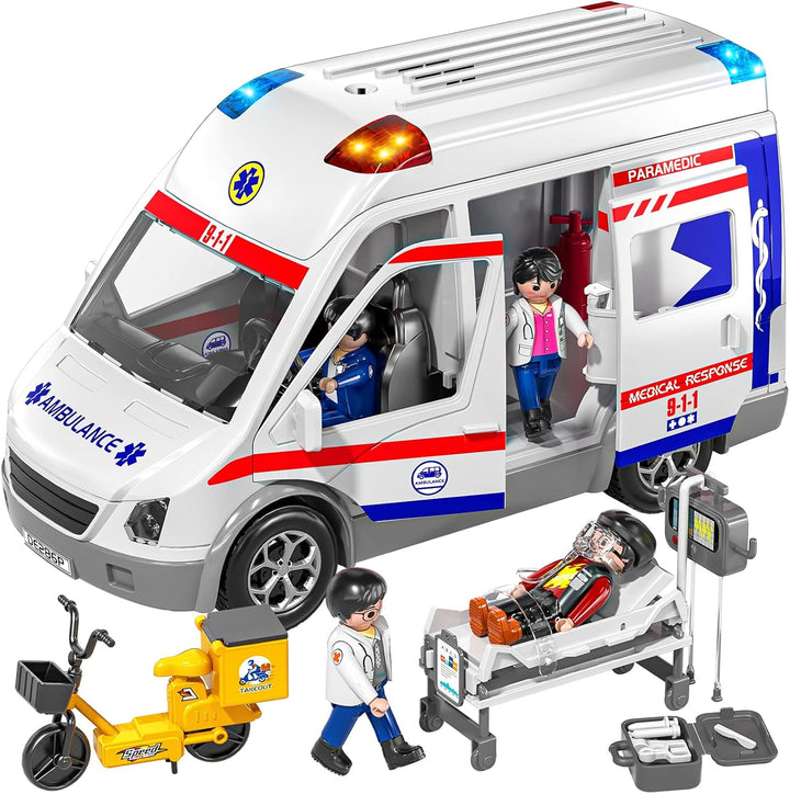 Ambulance Toy for Kids 3 4 5 6 7 8 Years Old Friction Powered Truck with Light and Sound Emergency Vehicle Toy for Boys Girls Gifts for Age 3-12 Boys Girls