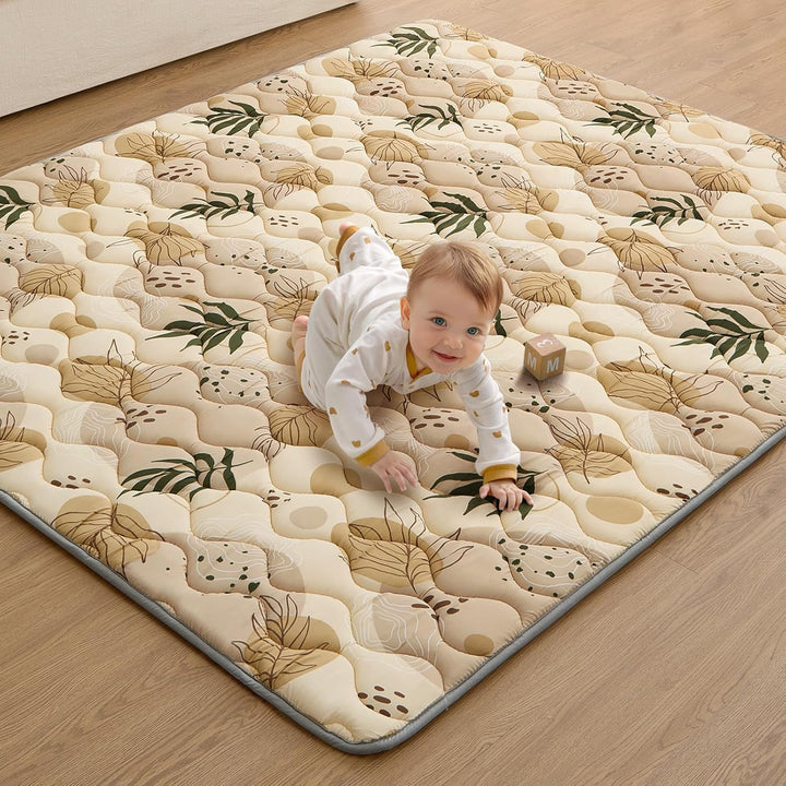 Baby Play Mats for Floor, 50X50 Playpen Mat, Thicken Cushioning Padding Foam Playmate for Baby and Toddlers Infants, Non-Slip & Machine Washable, Earth Tones Design