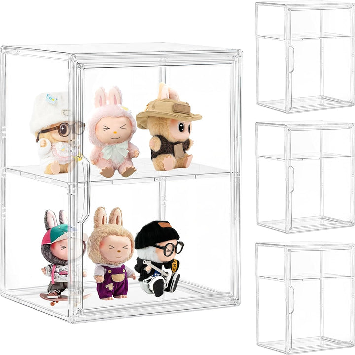 Clear Acrylic Display Case, Stackable Plastic Storage Bins with Magnetic Attraction Lid, Showcase for Cosmetic, Large Figures Collectibles, X-Large