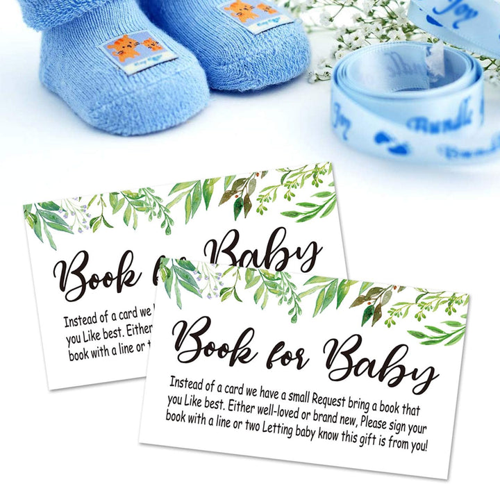 Books for Baby Shower Request Cards,50 Greenery Invitation Inserts, Book Request Cards, Games, Baby Party Supplies