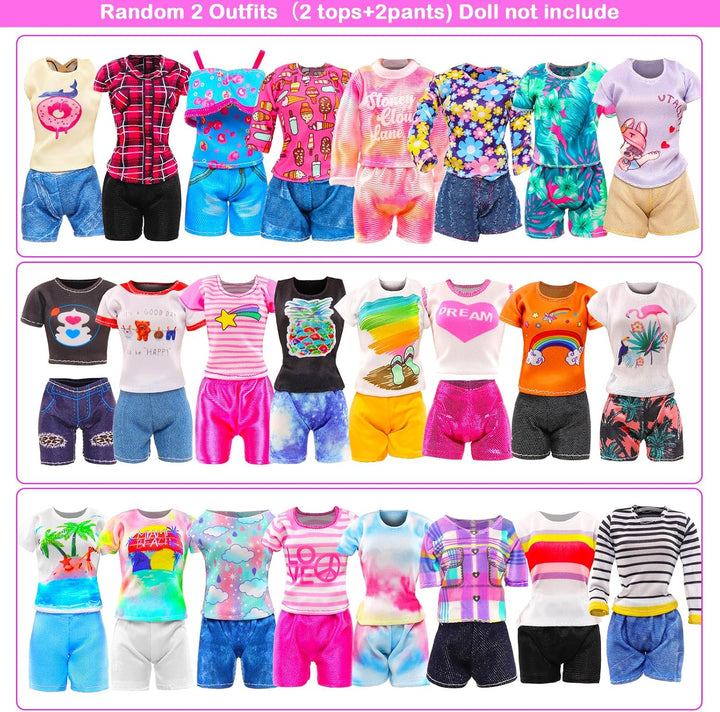 11 Sets Doll Clothes Including 3 Sequins Dresses 4 Fashion Floral Dresses 4 Casual Outfits Tops and Pants for 11.5 Inch Girl Dolls