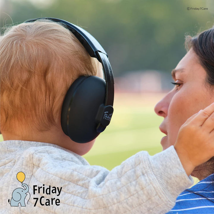 Baby Travel Noise-Cancelling Earmuffs with Adjustable Headband - Infant Ear Protection Headphones for Ages 0-24 Months - Black