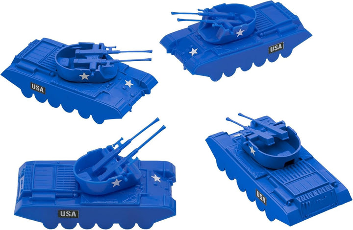 BMC Classic Payton Anti-Aircraft Tanks - 4Pc Tan Green Plastic Army Men Vehicles