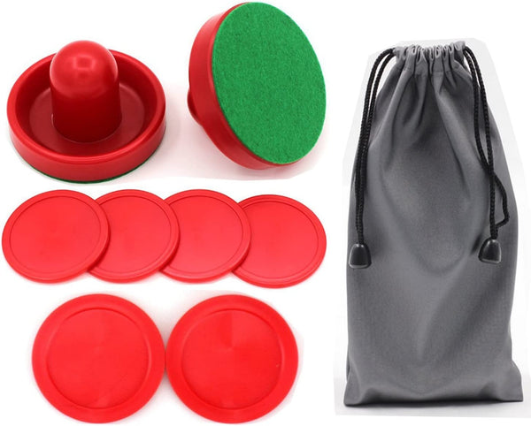 Home Standard Air Hockey Paddles and 2 Size Pucks, Small Size for Kids, Large Size for Adult, Great Goal Handles Pushers Replacement Accessories for Game Tables (2 Striker, 6 Puck Pack)