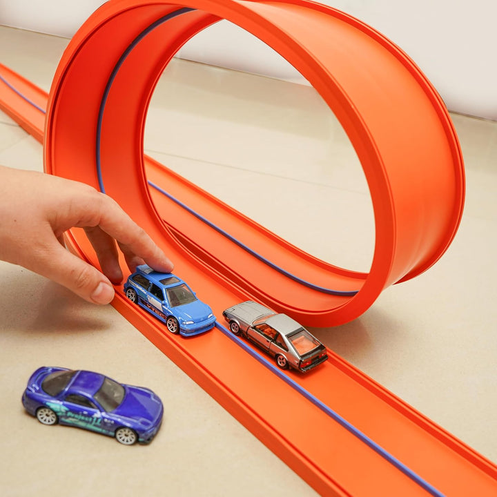 15 Ft Flexible Race Car Track Compatible with Hot Wheels and Diecast 1/64Th Cars,Classic Long Rolls up Portable Racetrack Roll up Race Track