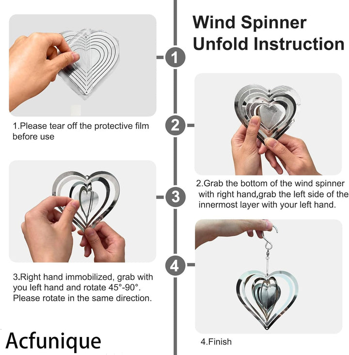 Bird Deterren for outside Patio,Bird Scare Devices Discs Reflectors Stainless Steel Wind Spinners Reflective Heart Metal Bird Repellen to Keep Birds Away Porch Garden Yard Sparkly Double Side Spinners