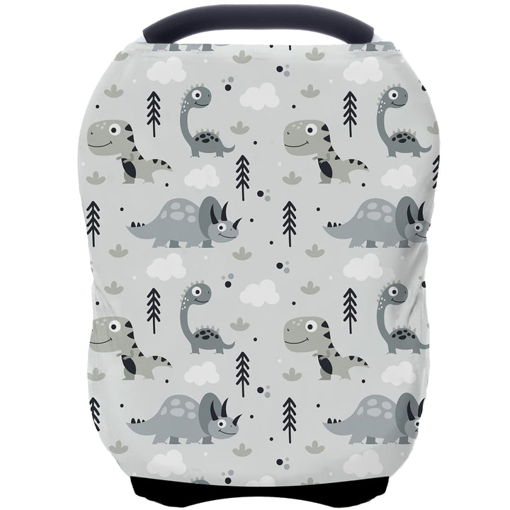 Car Seat Covers Canopy Cover - Multi-Use Cover Carseat Canopy, Breathable Breastfeeding Cover, Car Seat Covers for Bbies, Boys & Girls Shower Gifts (Dark Blue Dinosaur)