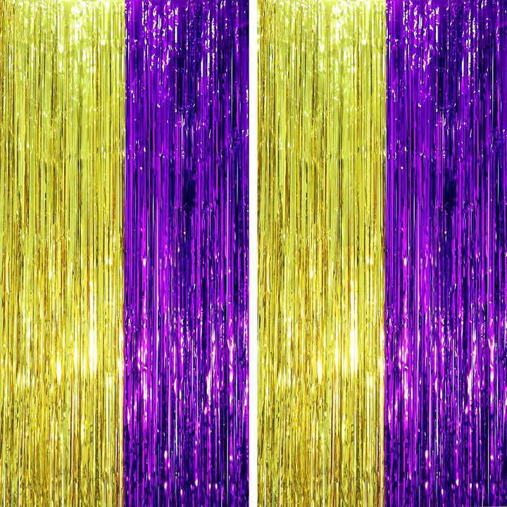 2 Pack Laser Pink Tinsel Foil Fringe Curtains, Mothers Day Pink Decorations, Metallic Tinsel Party Streamers Backdrop for Birthday Bachelorette Graduation Wedding Party Decorations