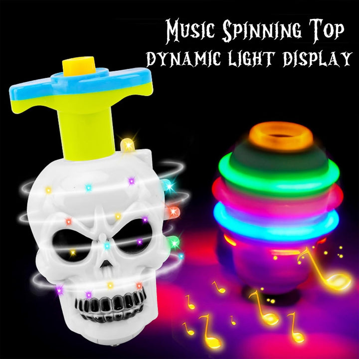 Halloween Basket Stuffers for Kids, 3PCS LED Pumpkin Skull Light up Spinning Tops Halloween Spinning Toys Gifts for Halloween Party Favors Goodie Bag Fillers Classroom Rewards