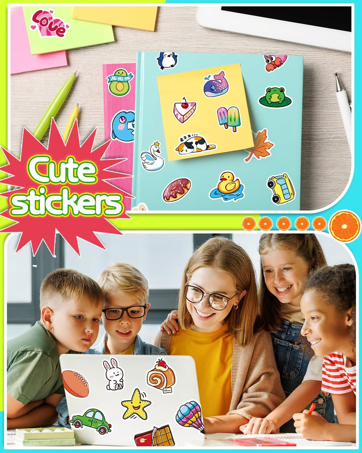 600 Pcs Cute Stickers for Kids, Water Bottle Stickers for Teens, Kawaii Vinyl Phone Laptop Skateboard Animal Waterproof Sticker, Bulk Aesthetic Sticker Packs for Boys Girls Teacher