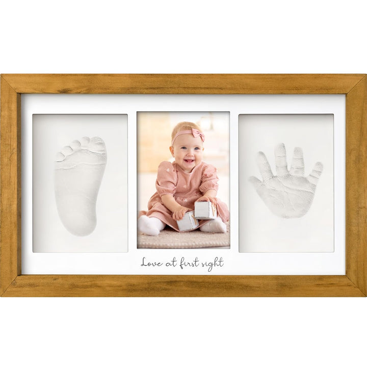 Baby Hand and Footprint Kit - Clay Handprint Keepsake Frame, Newborn Nursery Picture Frame, Personalized New Mom Gifts for Baby Shower & Registry (Alpine White)