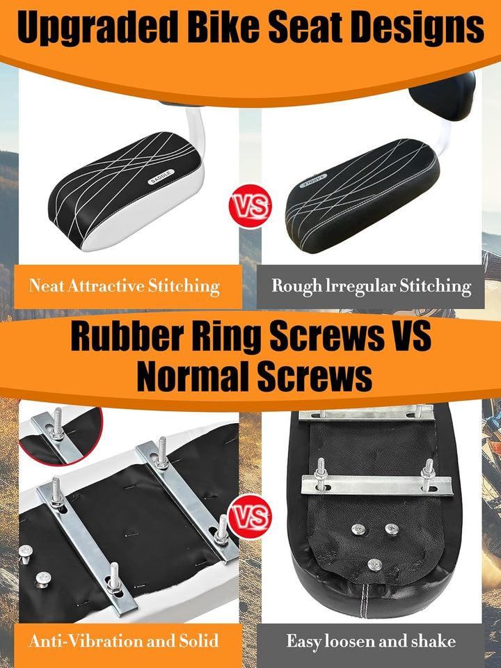 Kids Bike Seat Child Bike Rear Seat Bike Back Seat with Backrest Child Bicycle Rear Seat Bicycle Rear Seat Cushion Safety Armrest Handrail Feet Pedals Kids Bike Seat Carrier for over 5 Years Old