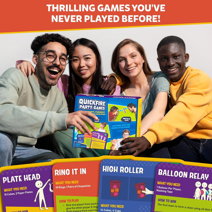 One Minute Party Games - 200+ Pieces, Fast-Paced & Hilarious Group Games for Kids, Teens & Adults, Fun for Game Nights, Birthdays, Family Gatherings, Indoor or Outdoor Play