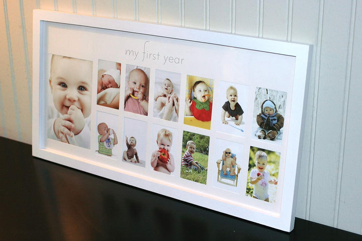 | Baby'S First Year Frame | Collage Frame for Baby in White | 12 Month Picture Frame | Milestone Photos | First Year Picture Mat | My First Year Photographs