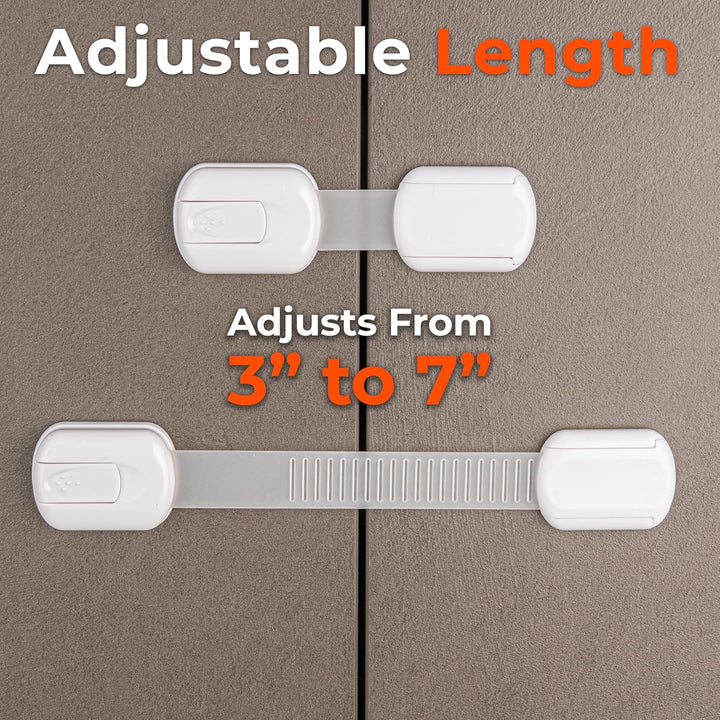 2-Pack Child Proof Fridge Lock with Adhesive - Adjustable Baby Proofing Straps - Refrigerator Lock for Kids - Freezer Latch to Keep Door Closed - for Toddlers, Cats, & Dogs - Universal Compatibility