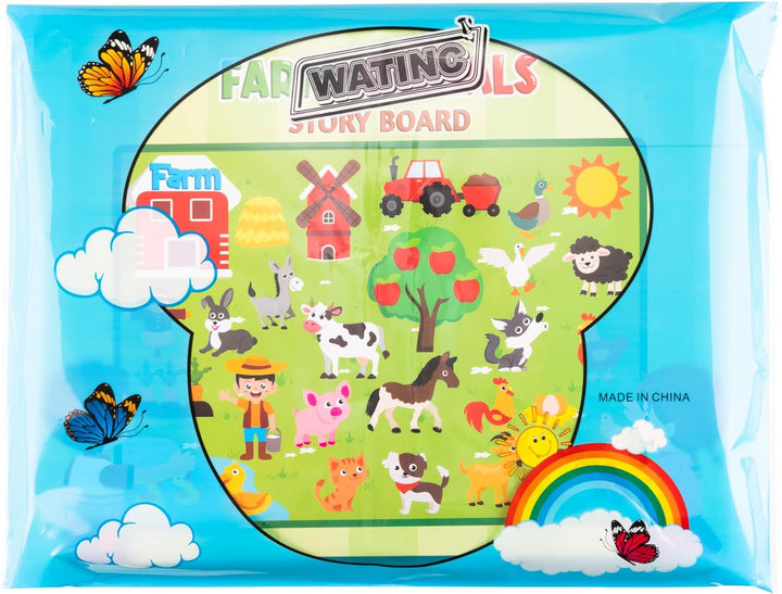 Farm Animals Felt Story Board Set 3.5Ft 38Pcs Preschool Farmhouse Themed Storytelling Flannel Barnyard Domestic Livestock Early Learning Interactive Play Kit Wall Hanging Gift for Kids