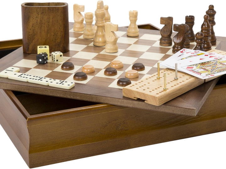 7-In-1 Combo Game for 4 Players with Chess, Ludo, Chinese Checkers & More,11.5 X 12 X 3 Inches