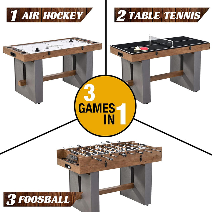 Barrington Combo Game Table – Foosball, Air Hockey, Table Tennis & More – Multi Game Table for Home or Game Room