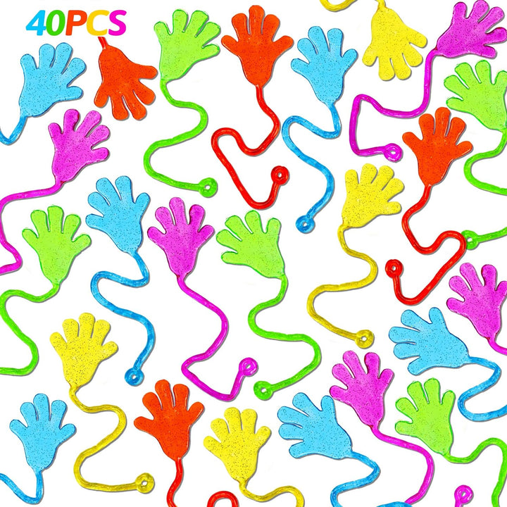 100PCS Glitter Sticky Hands Party Favors for Kids 4-8 8-12 Birthday Supplies Hawaiian Goodie Bag Stuffers Classroom Treasure Box Carnival Prizes Bulk Treat Trinkets Pinata Stuff Mini Stretchy Toys