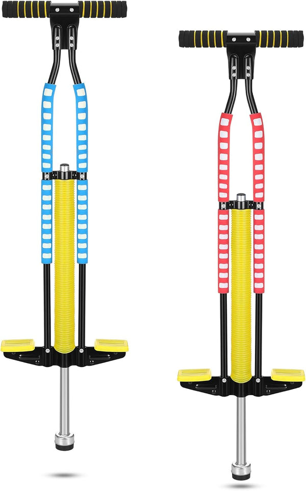 2 Pcs Pogo Stick, Suitable for 80-160 Lbs, Soft Foam Jump Stick, Easy Grip Handles, for Beginners Teens Adults Outdoor Exercise Body Balance Keep Healthy(Blue, Red)