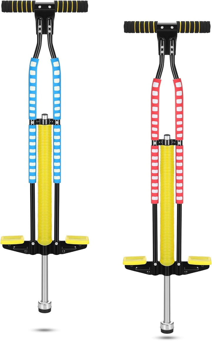 2 Pcs Pogo Stick, Suitable for 80-160 Lbs, Soft Foam Jump Stick, Easy Grip Handles, for Beginners Teens Adults Outdoor Exercise Body Balance Keep Healthy(Blue, Red)