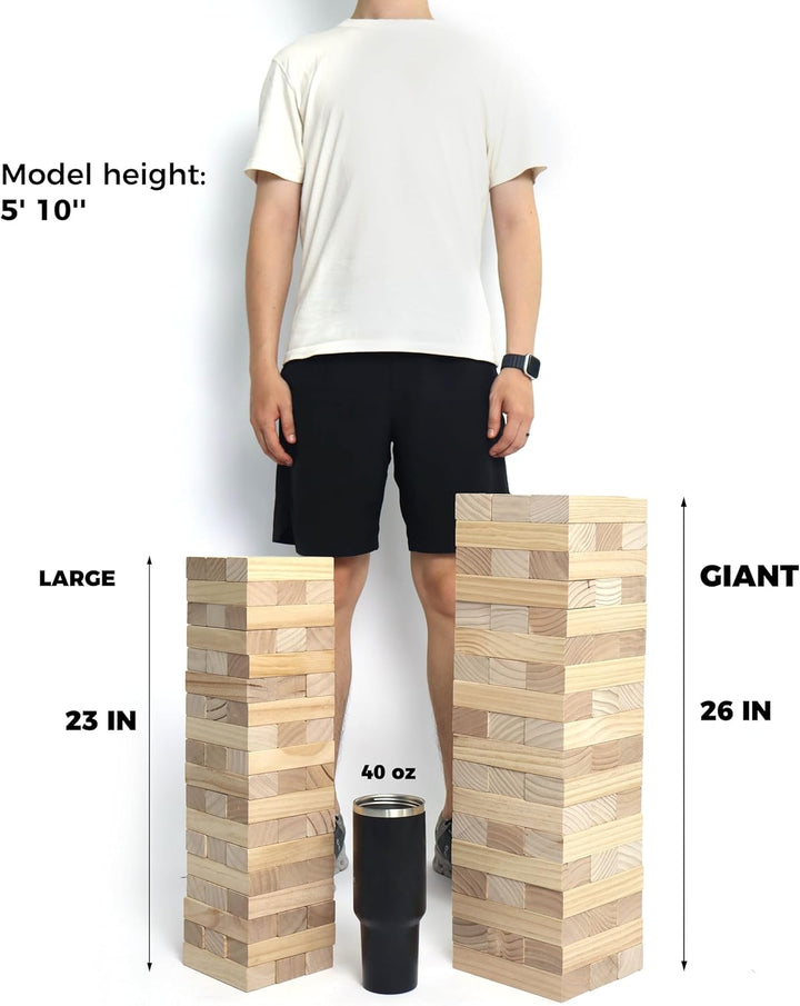 Outdoor Games Large Tower Game 54 Blocks Stacking Game Includes Carry Bag and Scoreboard
