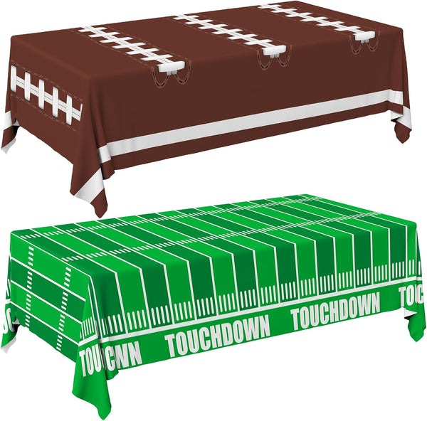 Football Party Decorations Disposable Tablecloth Plastic Touchdown Table Cover for Birthday Football Party Games Decoration 54 X 108Inch，2 Pack