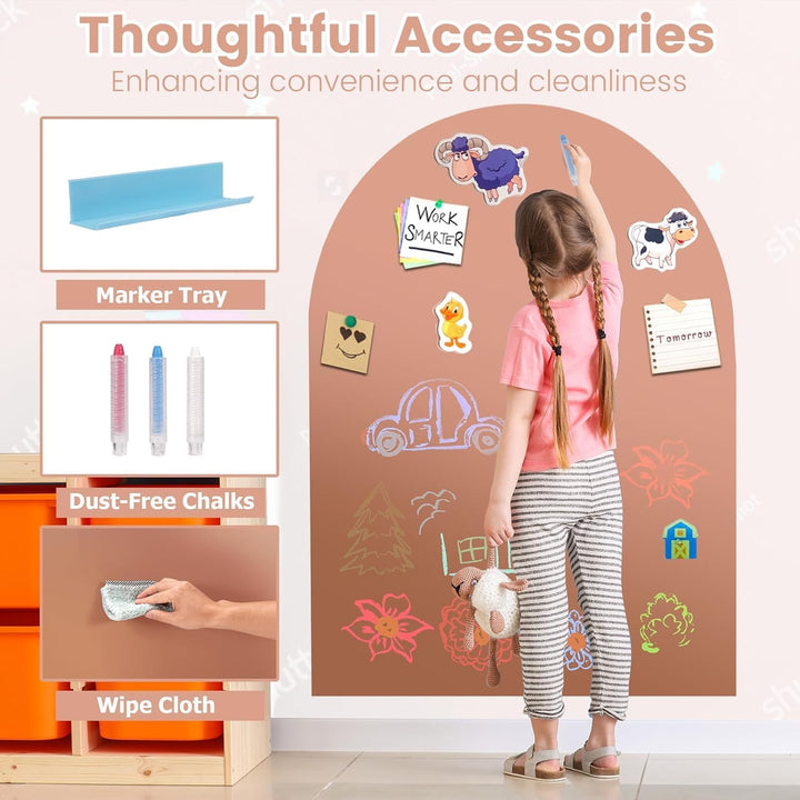 Magnetic Wall Decal Arch, 15" X 31" Magnetic Chalk Board Sticker for Kids, Playroom, Home（Milk Tea）