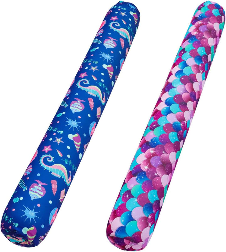 Inflatable Swim Pool Noodles, 2 Pack Soft Fabric Covered Large Swim Noodles, Premium Buoyancy for Swimming Floating, Pool Floats Toys for Adults Pool Accessories