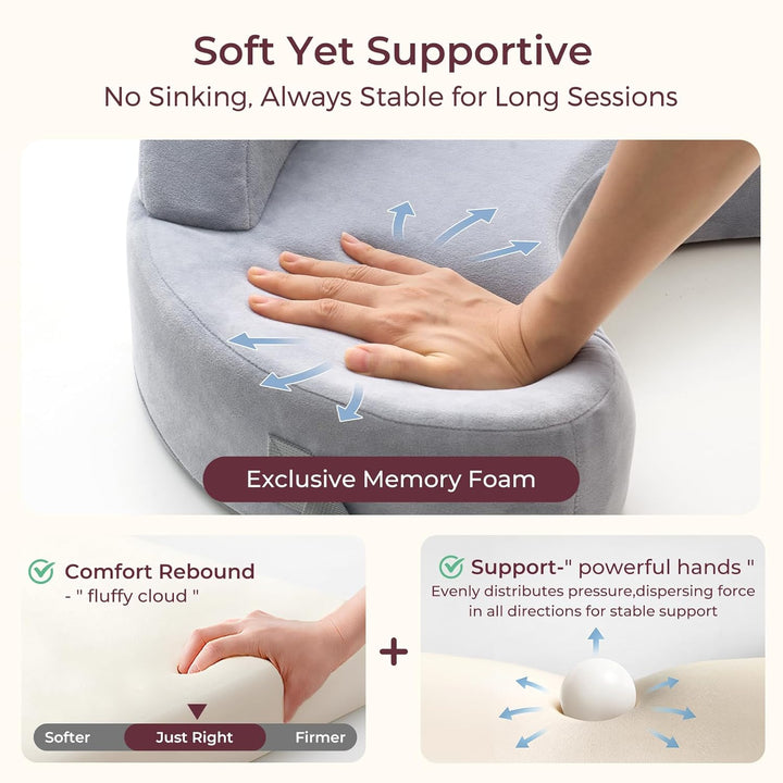 Exclusive Memory Foam Nursing Pillow - Pioneering Safety Fence-Plus Size Breastfeeding Pillow for Ergonomic Comfort & Support-Easier and Healthier Nursing - Fit for All, Removable Cover